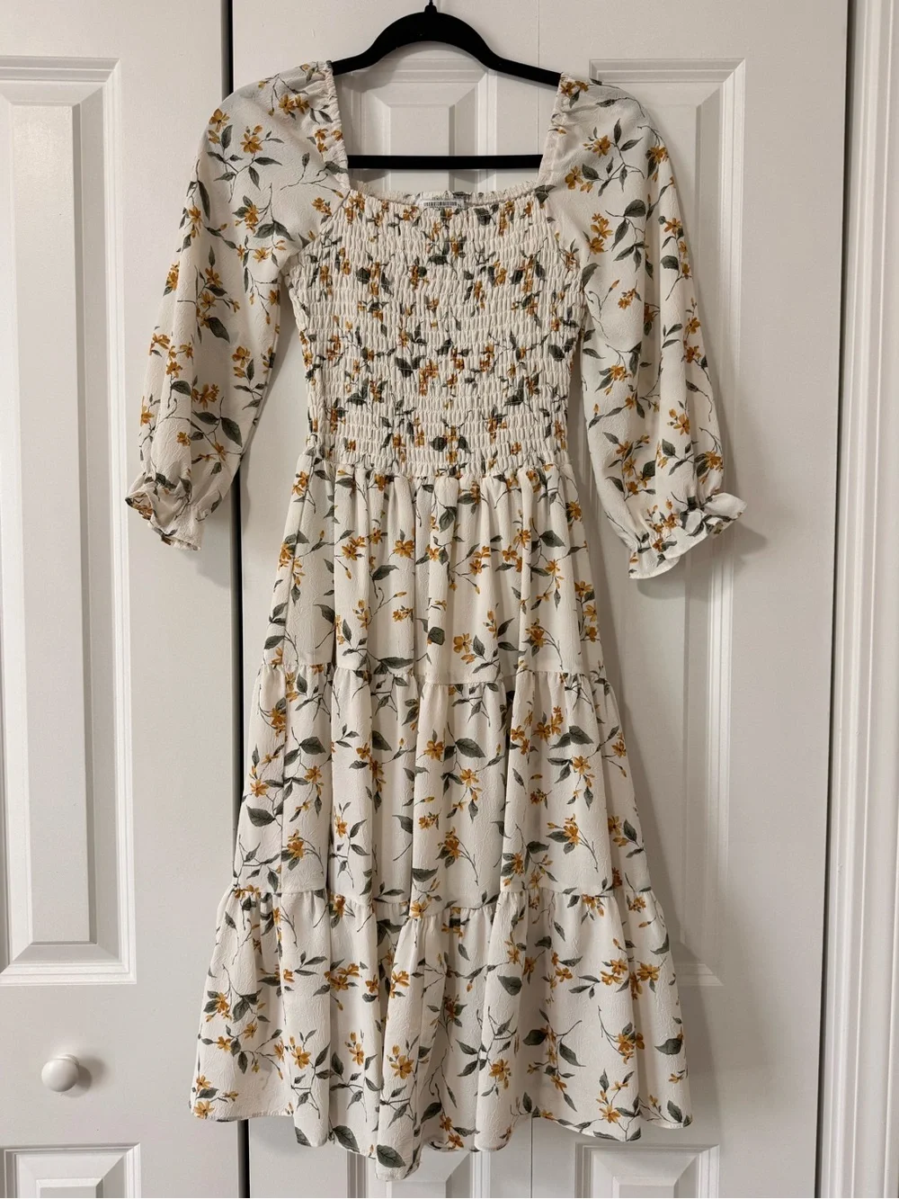 Baltic Born Cream Midi Dress with Yellow Floral Print Size XS